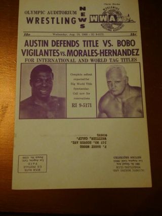 Mnt 1966 Nwa Wrestling Program Wwwf Vintage La Austin Brazil Thesz Morales Moto