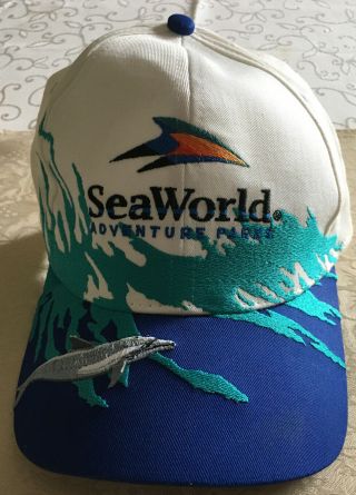 Vtg 90s Sea World Hat Snapback Cap Shamu Adventure Park Amusement Water Seaworld