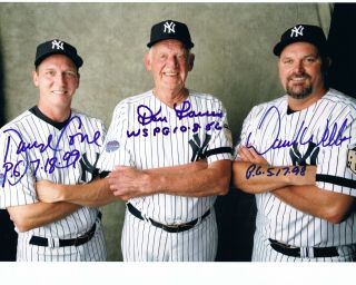 David Cone,  David Wells And Don Larsen Signed Inscribed 8 " X 10 " Photo Auto