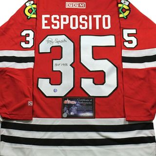 Tony Esposito Chicago Blackhawks Signed Ccm® Jersey W/coa Hof Inscription