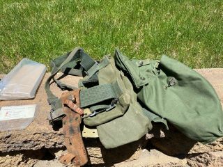 Vintage Swedish Military Web Gear With Gas Mask.