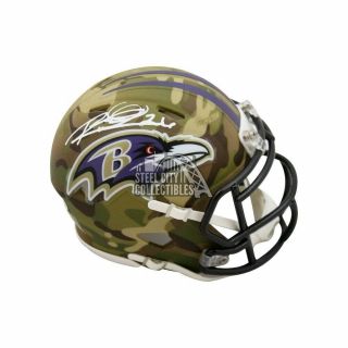 Rod Woodson Autographed Baltimore Ravens Camo Mini Football Helmet - Bas
