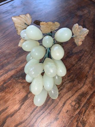 3 Vintage Glass Grapes Clusters Jade Green Glass Leaves Retro Mid Century