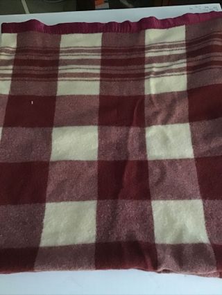 Vintage Wool Red Plaid Blanket Pearce Pre - Owned 60”x 66”
