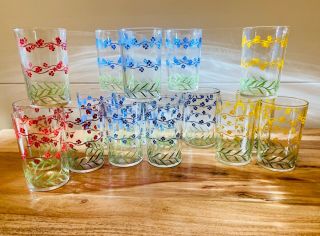 Vintage Swanky Swigs Flower Glasses,  Set Of 17
