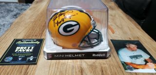 Brett Favre " Gunslinger " Signed Packers Mini Helmet Favre Auto Hof
