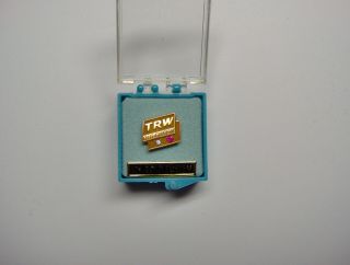 Vintage Trw Service Pin 10k Gold With 1 Ruby & 1 Diamond Gemstones