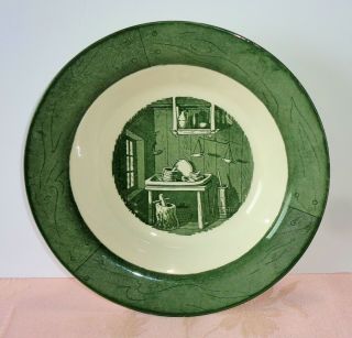 Vintage Royal China COLONIAL HOMESTEAD Green Serving Bowl 9.  25 
