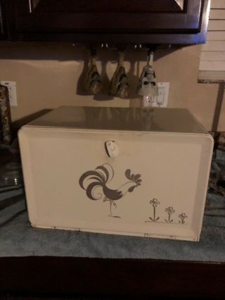 Vintage Ransburg Rooster Metal Yellow Bread Holder With Square Kitchen 50s 60s