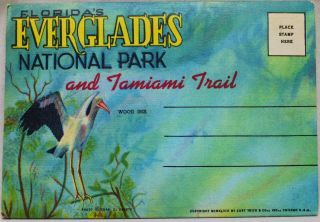 Florida Everglades Souvenir Postcard Folder Of 18 Color Views 1948 Vintage