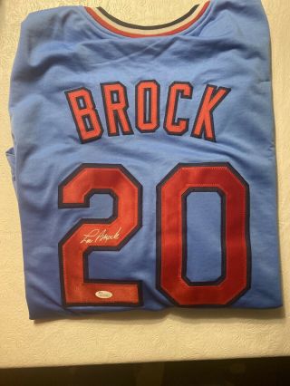 Lou Brock Autographed St.  Louis Cardinals Custom Blue Baseball Jersey - Jsa (c)