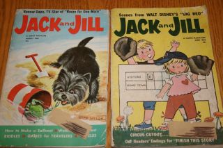 2 Vtg Jack And Jill Magazines 1962,  Uncut Paper Dolls,  Puzzles,  Litho