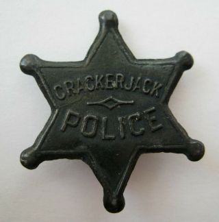 Vintage Old Metal Cracker Jack Police Toy Prize Premium Lapel Button Stud