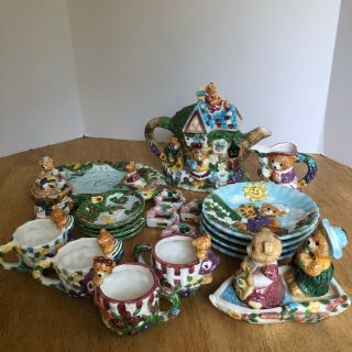 Mercuries Teddy Bear 25 Piece Hand Painted Ceramic Children 
