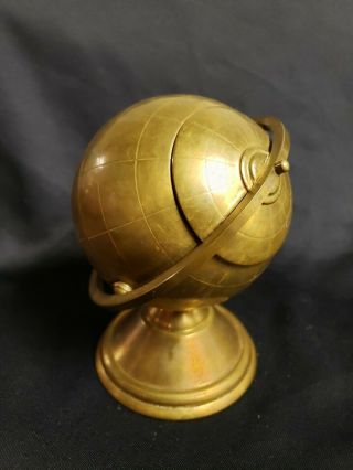 Rare Vintage Art Deco Brass Globe Cigarette Dispenser Holder 60s