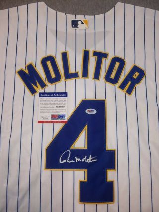 Milwaukee Brewers - Paul Molitor Autograph Majestic Jersey Signed Psa/dna Ae35769