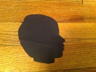 Vintage Paper Silhouette Profile Head Of A Boy Child Black 4 X 5 Inches Unique