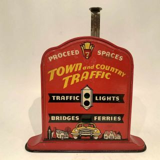 Vtg Town And Country Traffic Tin Lithograph Mechanical Plunger For Board Game