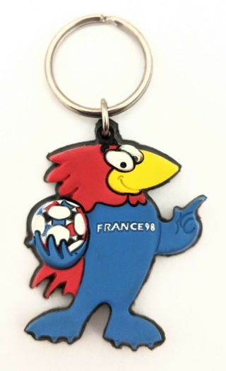 Footix France 98 World Cup Mascot Keyring - Vintage Collectable