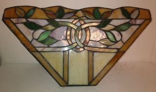 Tiffany " Style " Vintage Stained Glass Wall Mounted Sconce Light Fixture Vines