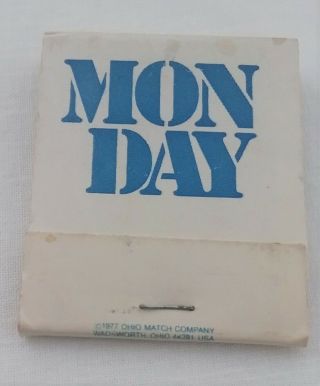 Vintage Blue Monday Matchbook 1977 Ohio Match Co.  Blue Tip Matches
