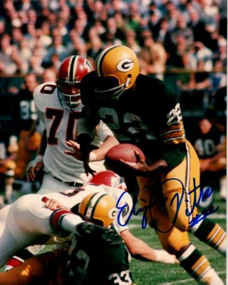Autographed 8x10 Color Photo Of Elijah Pitts - Deceased - Green Bay Packers Auto