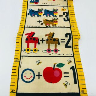 Vintage Hanging Cloth Growth Chart Gnomes Black Farmer Animals Fruit Fun 75 "