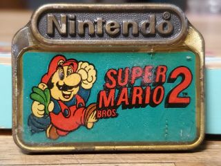 Vintage 1989 Nintendo Mario Bros 2 Enamel Brass Belt Buckle Rare