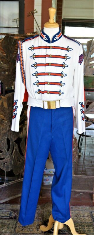 Vintage Central Hs Marching Band Uniform With Two Capes Orange And Blue Size S - M