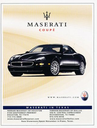 2003 Maserati Coupe - Texas Black - Classic Vintage Advertisement Ad A11 - B