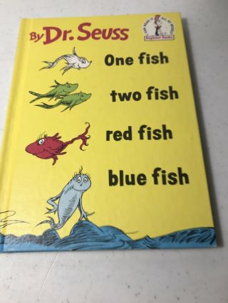 Vintage Dr Seuss Book,  One Fish Two Fish Red Fish Blue Fish Copyrite 1960