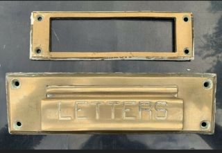 Vintage Brass “letters” Mail Slot Door Front & Back Usps Mail