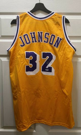 Magic Johnson 32 Signed Lakers Jersey Autographed Sz Xl Psa/dna Auto Hof