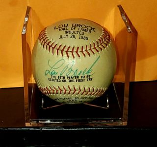 Lou Brock Autographed Baseball St Louis Cardinals Hall Of Fame Chicago Cubs