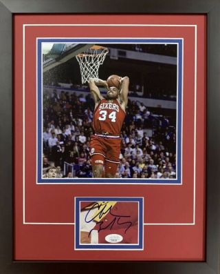 Charles Barkley Signed Framed Cut Signature W/ 8x10 Philadelphia 76ers Photo Jsa