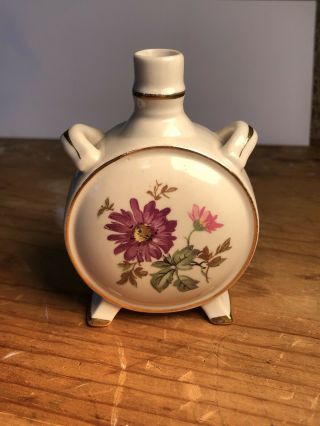 Vintage Hungary Porcelain Decanter Flask Floral Luster Hollohaza? Miniture Small 3