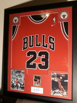 Michael Jordan Framed Jersey Chicago Bulls Game Jersey Auto Reprint