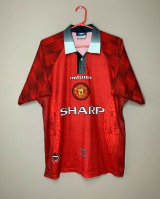 Manchester United 1996 - 1998 Vintage Home Football Shirt Soccer Jersey Size M