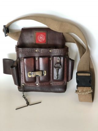 Vintage Ge Leather Lineman’s Tool Belt Pouch Carrier Antiquetool Bags Workshop