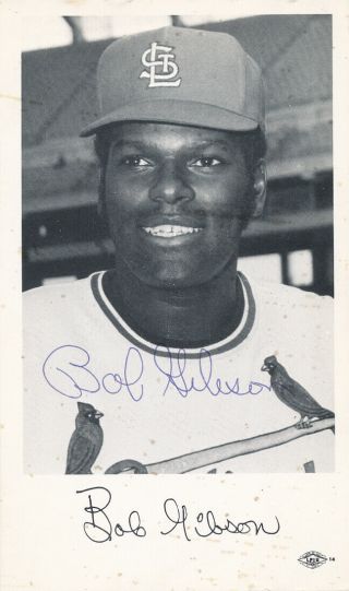 Bob Gibson Vintage Circa 1971 Signed Autograph Team Issued Photo