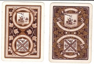 2 X Old Wide Montreal & Quebec Seals Mottos Gilt Single Vintage Playing Cards