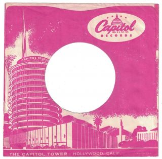 Vintage Capitol Records Capitol Tower Hollywood 7 " 45 Factory Sleeve Only
