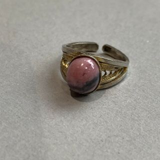 Retro Vintage Silver Tone Small Adjustable Ring Pink Stone Toe Ring? Filigree
