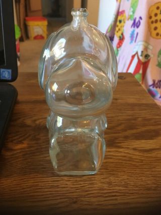 Vintage 1960s Peanuts Schulz Snoopy Clear Glass Coin Bank 6 - 1/4 " T