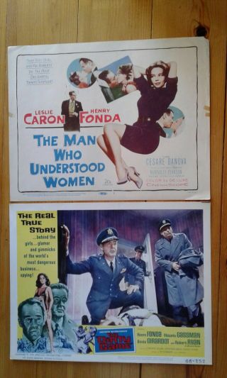 Vintage Lobby Cards - Henry Fonda The Dirty Game & The Man Who Understood Women