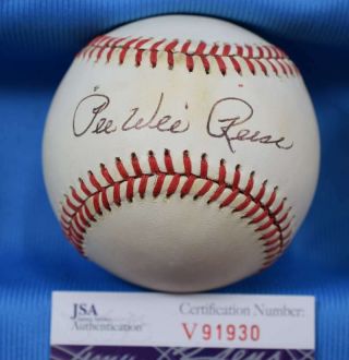 Pee Wee Reese Signed Jsa National League Onl Baseball Autograph Authentic