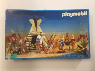 Vintage Playmobil 3733 - Native American Indian Village People Horses Teepee