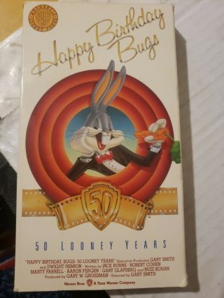 Vintage 1990 Happy Birthday,  Bugs - 50 Looney Years Vhs Video Cassette - Wb
