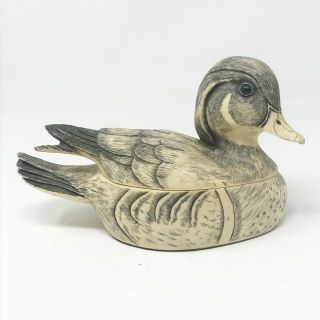 Vintage 1984 Artek Duck North American Waterfowl Trinket Box Artist Signed