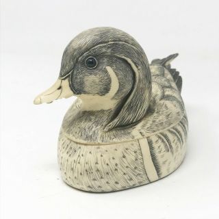 Vintage 1984 Artek Duck North American Waterfowl Trinket Box Artist Signed 3